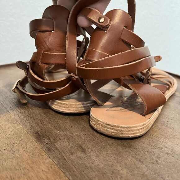 Ancient Greek Sandals Brown Leather Satira Gladiator Sandal Women's Size 38 US 8 - Picture 11 of 12